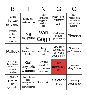 MET Gala "Fashion is art" Bingo Card