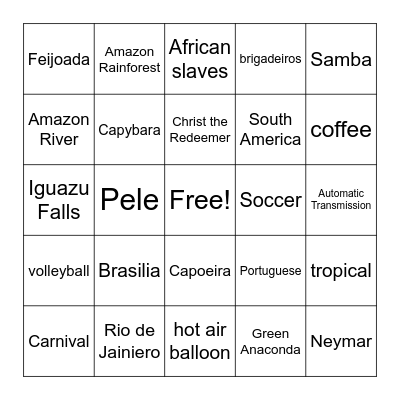 Brazil Bingo Card