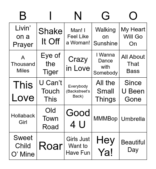 Music Bingo - February Team Meeting Bingo Card