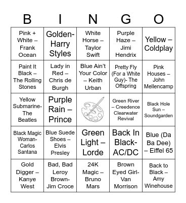 The Color Of Songs (Full) Bingo Card