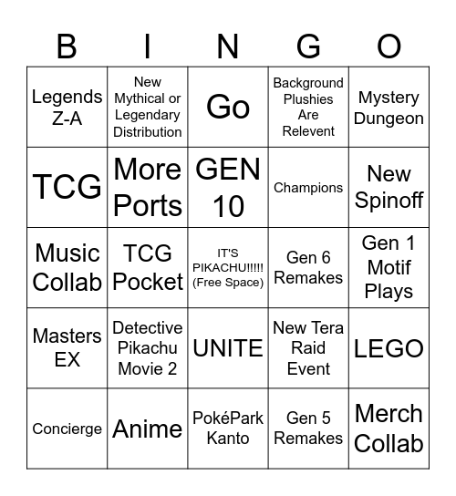 Pokémon Day 2026 Bingo Card