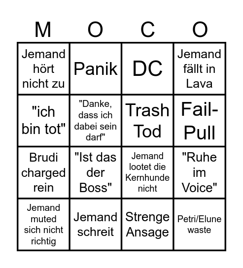 Sauercrowd Bingo Raid #2 Bingo Card