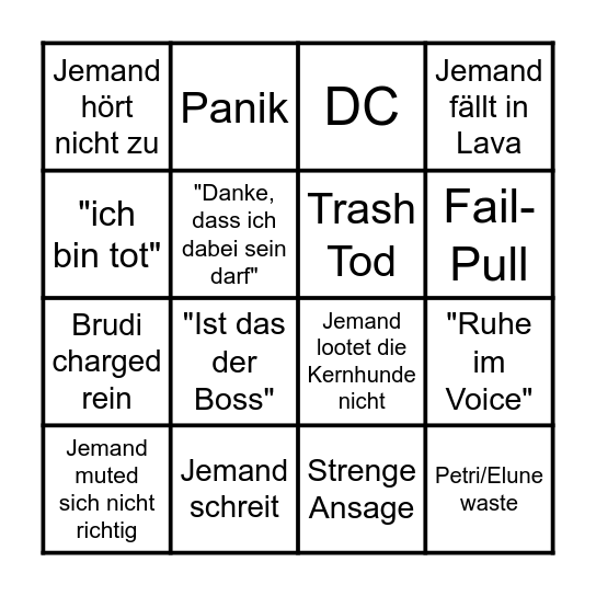 Sauercrowd Bingo Raid #2 Bingo Card