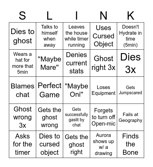 Slink Bingo (v3.2) Bingo Card