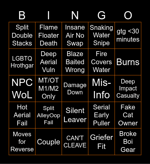 The Extremes Bingo Card