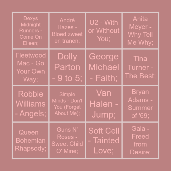 Music bingo Card