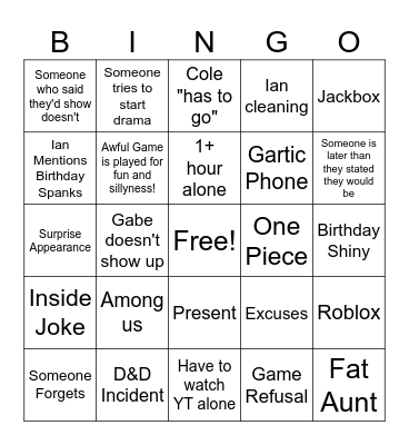Birthday Bingo Card