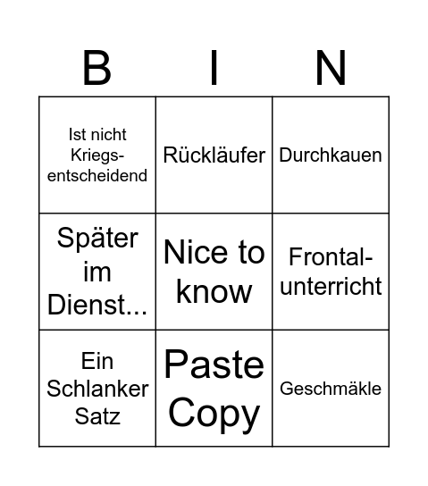 Slippy Bingo Card