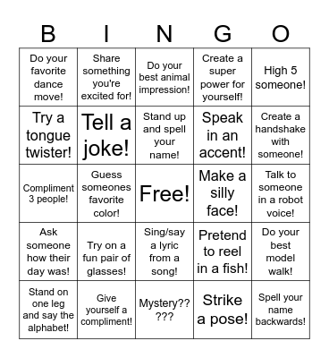 Courage Bingo Card