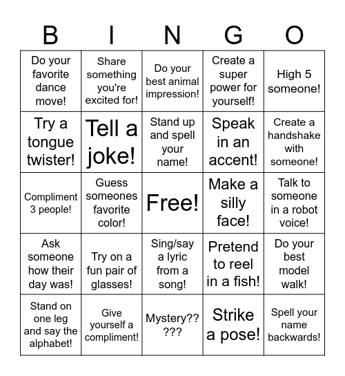 Courage Bingo Card