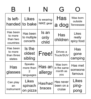 Icebreaker Bingo: Find Someone Who Bingo Card