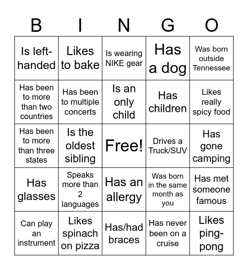 Icebreaker Bingo: Find Someone Who Bingo Card