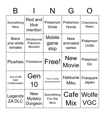 Pokemon 30th Bingo Card