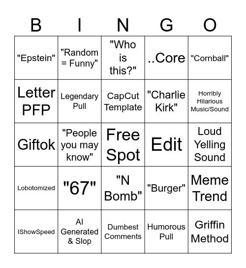 TikTok 2026 FYP Bingo Card
