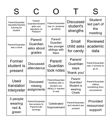 HPHS Staff Conference BINGO! Bingo Card