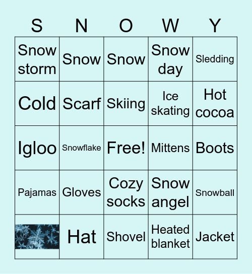Winter Survival Bingo Card
