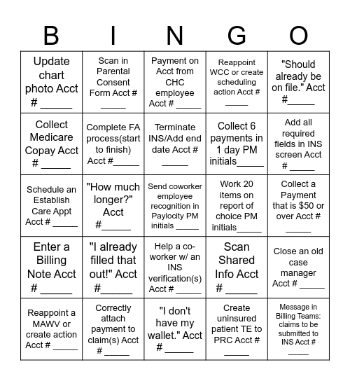 Registration BINGO Card