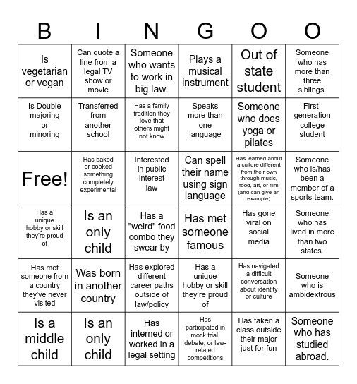 KOA Diversity Bingo Card