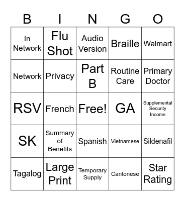 FL TTY BINGO Card