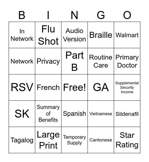 FL TTY BINGO Card