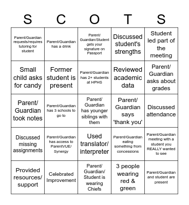HPHS Staff Conference BINGO! Bingo Card