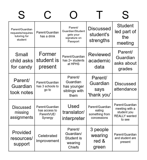 HPHS Staff Conference BINGO! Bingo Card