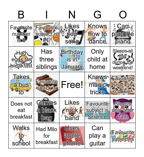 Get to know you Bingo! Bingo Card