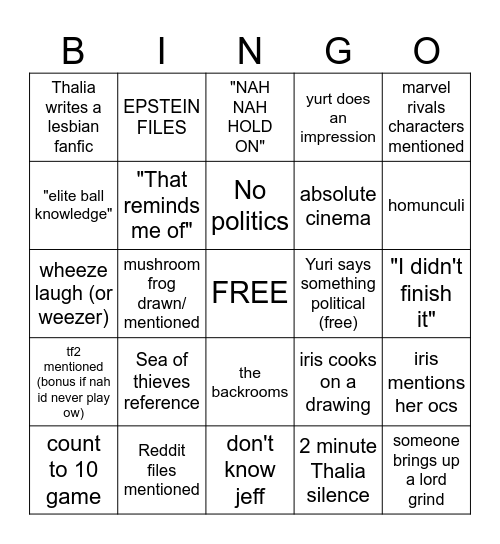 Untitled Bingo Card