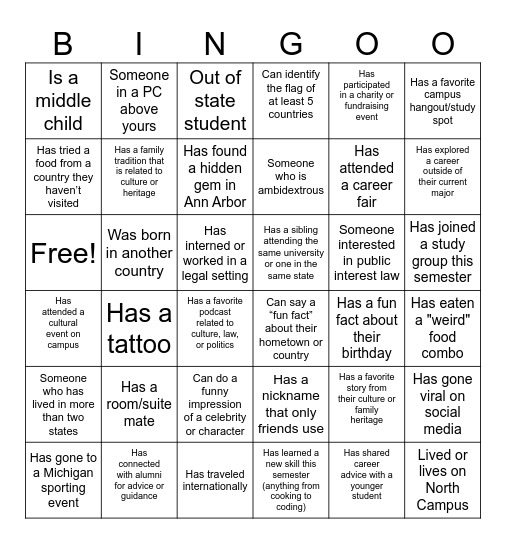 KOA Diversity Bingo Card