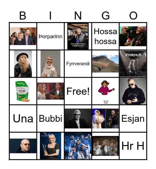 Íslenskir tónlistarmenn Bingo Card