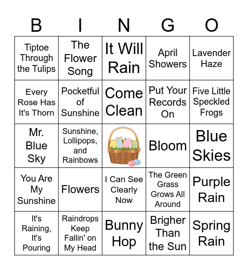 Spring Music BINGO Card