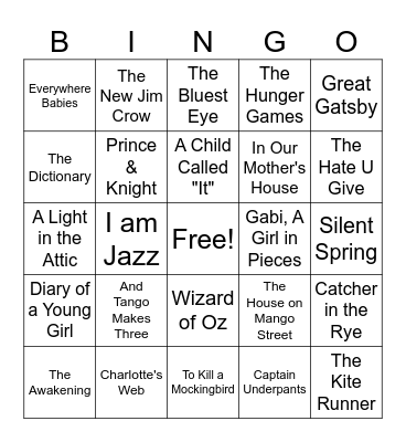 Banned Books Bingo Card