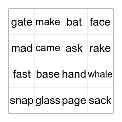 WWP 3 Bingo Card