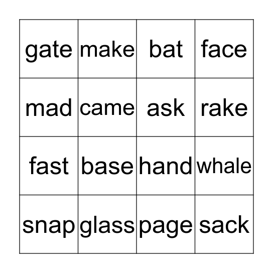 WWP 3 Bingo Card