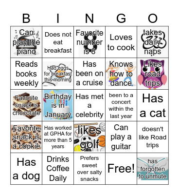 GPHA Operations Get to know you Bingo! Bingo Card