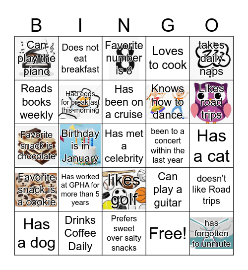GPHA Operations Get to know you Bingo! Bingo Card
