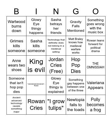 Rowan's true colors bingo Card