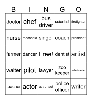 Jobs Bingo Card