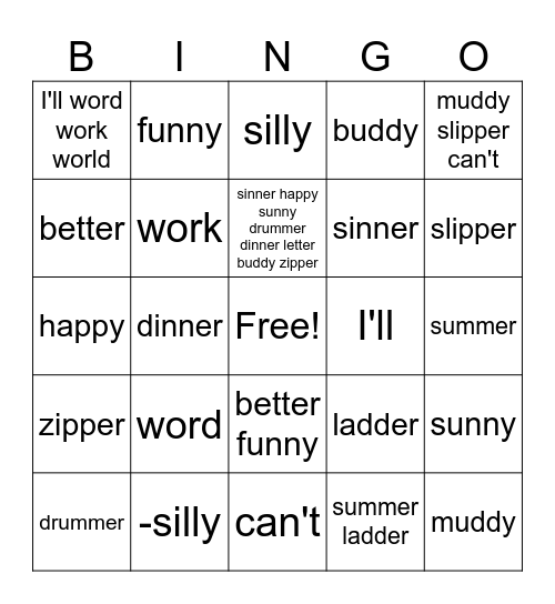 List 24 Bingo Card