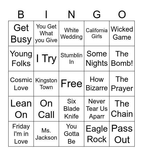 Round 2 Bingo Card