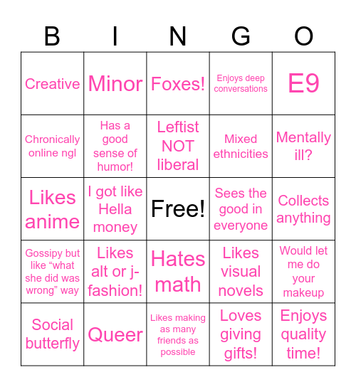 FAYE BINGO! Bingo Card