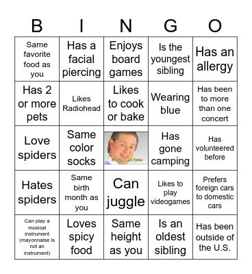 Orientation Bingo Card