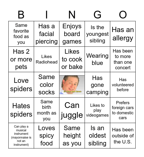 Orientation Bingo Card