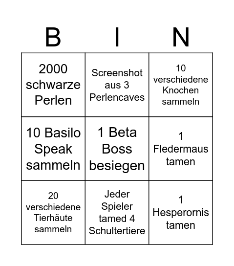 Ark Hardcore Bingo Card