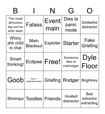 Matchmaking moment Bingo Card