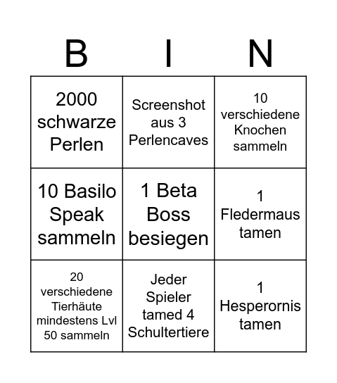 Ark Hardcore Bingo Card