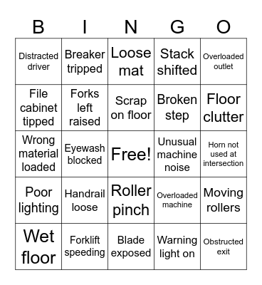 Close Call! Bingo Card
