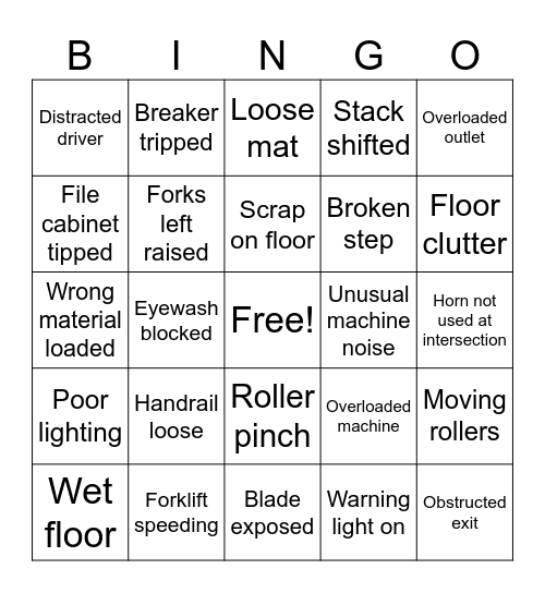 Close Call! Bingo Card