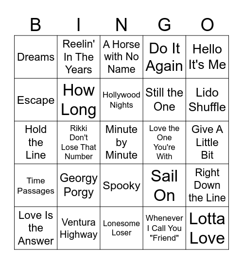 SAC MUSIC MANIA Bingo Card