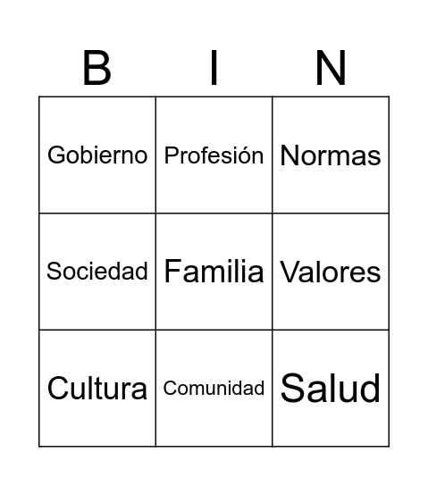 Sociedad y CulturaEducación Bingo Card